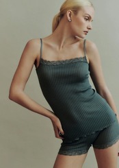 ウールシルク アジュレ　DUSTY BLUE　ショーツwithリバーレース　２,３サイズ