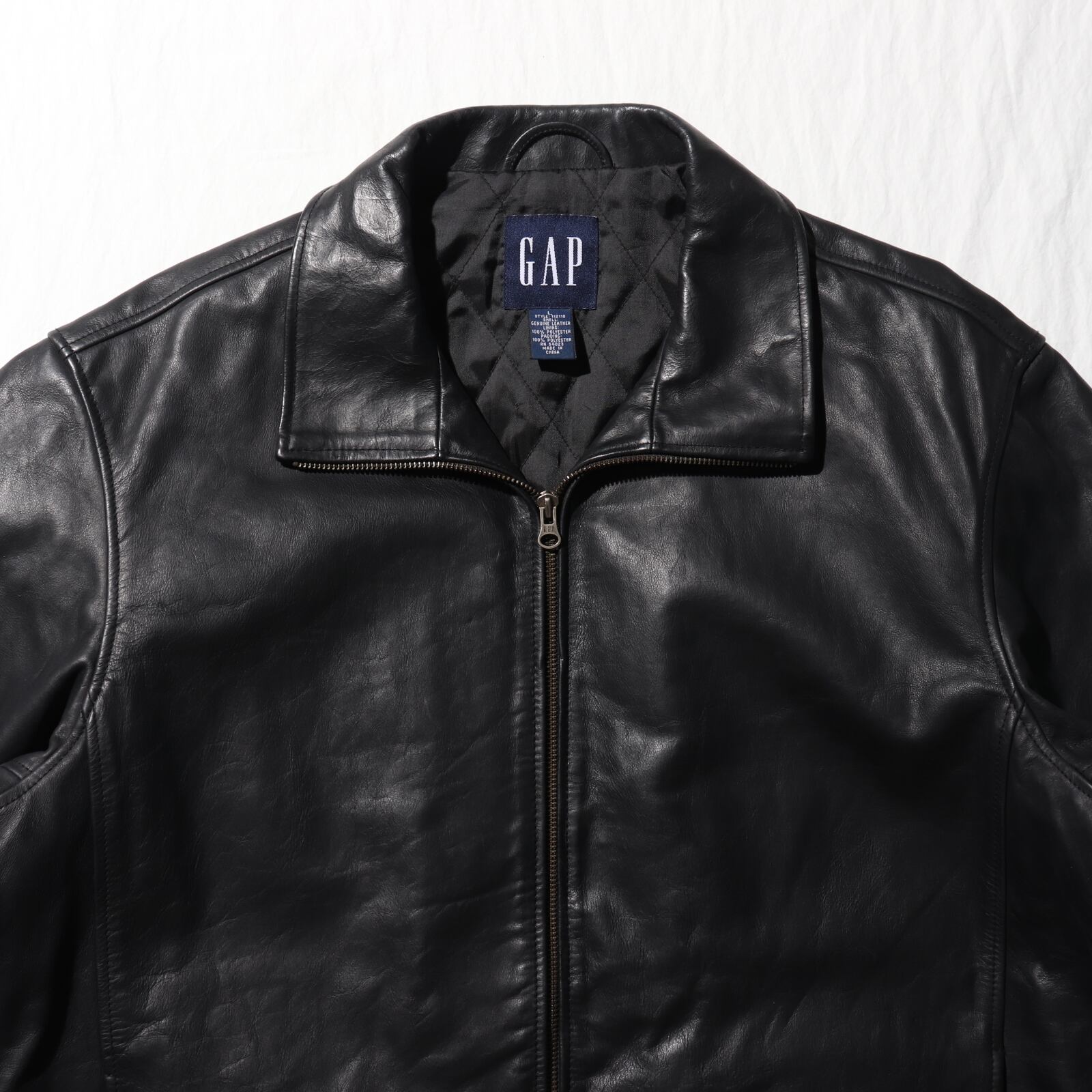 美品 L ハイジップ OLD GAP ブラック 牛革 本革 レザージャケット 黒 