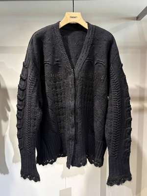 【26AW | WOMEN】Mame Kurogouchi マメ クロゴウチ / トップス / Wool Cable Knit Cardigan  MM26FW-KN094