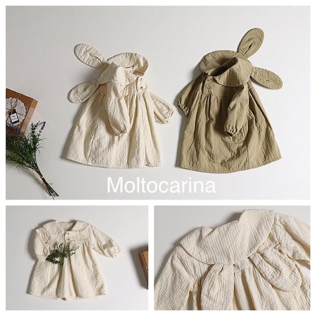 うさ耳襟付きワンピース Molto Carina うさ耳襟付きワンピース Molto Carina