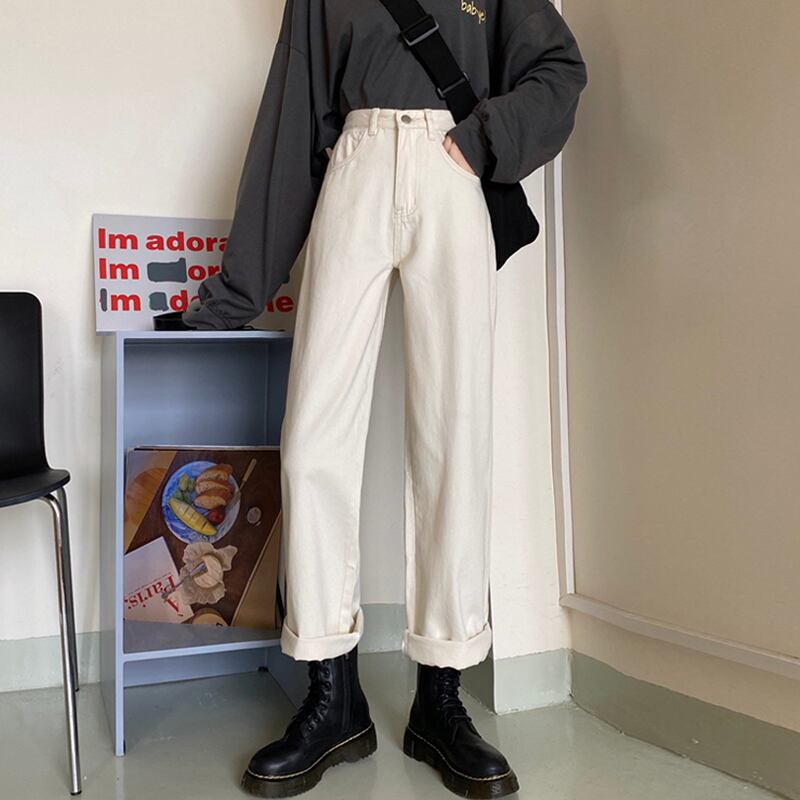 ハイウェストウェストジーンズ ルーズパンツ スプリングオータム 春物 秋物 スーパーモール28197200753