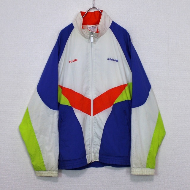 【Caka act2】"80's" "adidas" Neon Color Swiching Loose Nylon Track Jacket