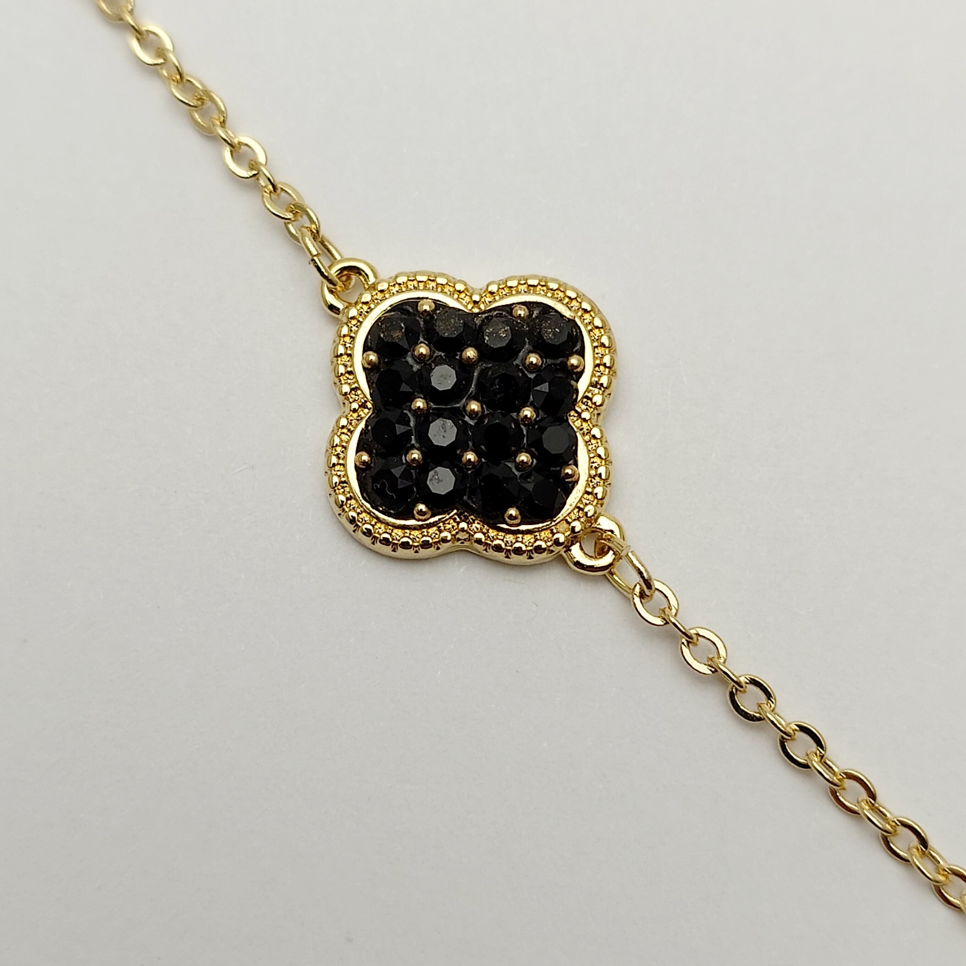 ゴールド・ロングネックレス・ブラッククリスタル | EARSH GOLD