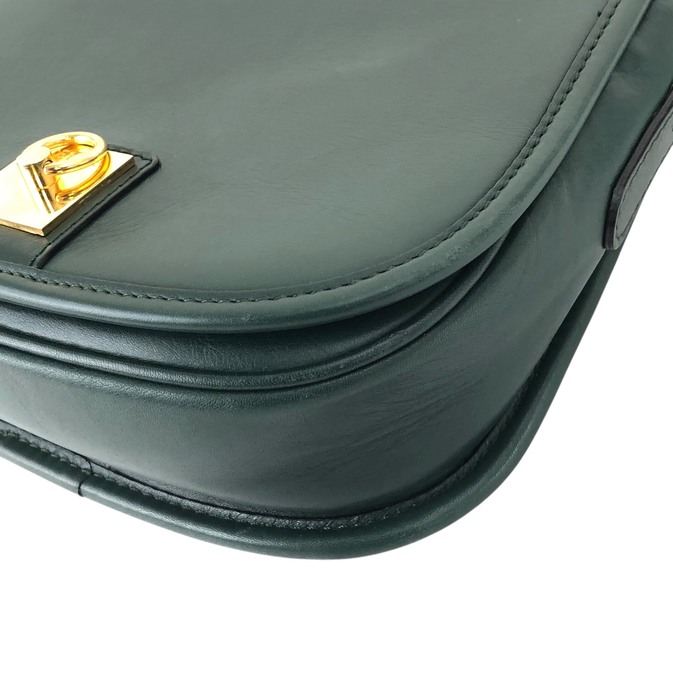 CELINE セリーヌ ショルダーバッグ グリーン ガンチーニ レザー