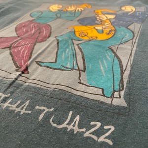 【JERZEES】USA製 ニューオリンズ ジャズ JAZZ イラスト 半袖 Tシャツ アースカラー Mサイズ US古着 アメリカ古着