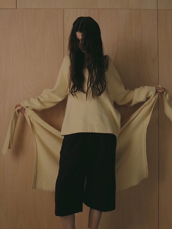 【ETRE TOKYO】レイヤードニットラップスカート（ネイビー） ETRE TOKYO(エトレトウキョウ)｜レイヤードニットラップスカート