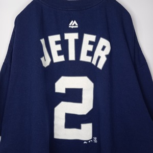 マジェスティック　ヤンキース　Tシャツ　半袖ジーター　両面プリント　ネイビー