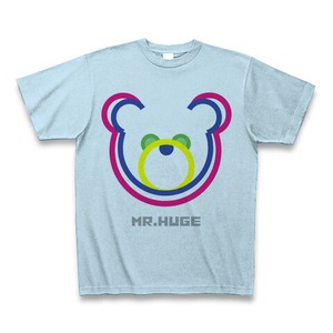 MR.HUGE DOUBLE LINE BEAR（ダブル　ライン　ベア）PRINTED Tシャツ　ライトブルー×ピンク