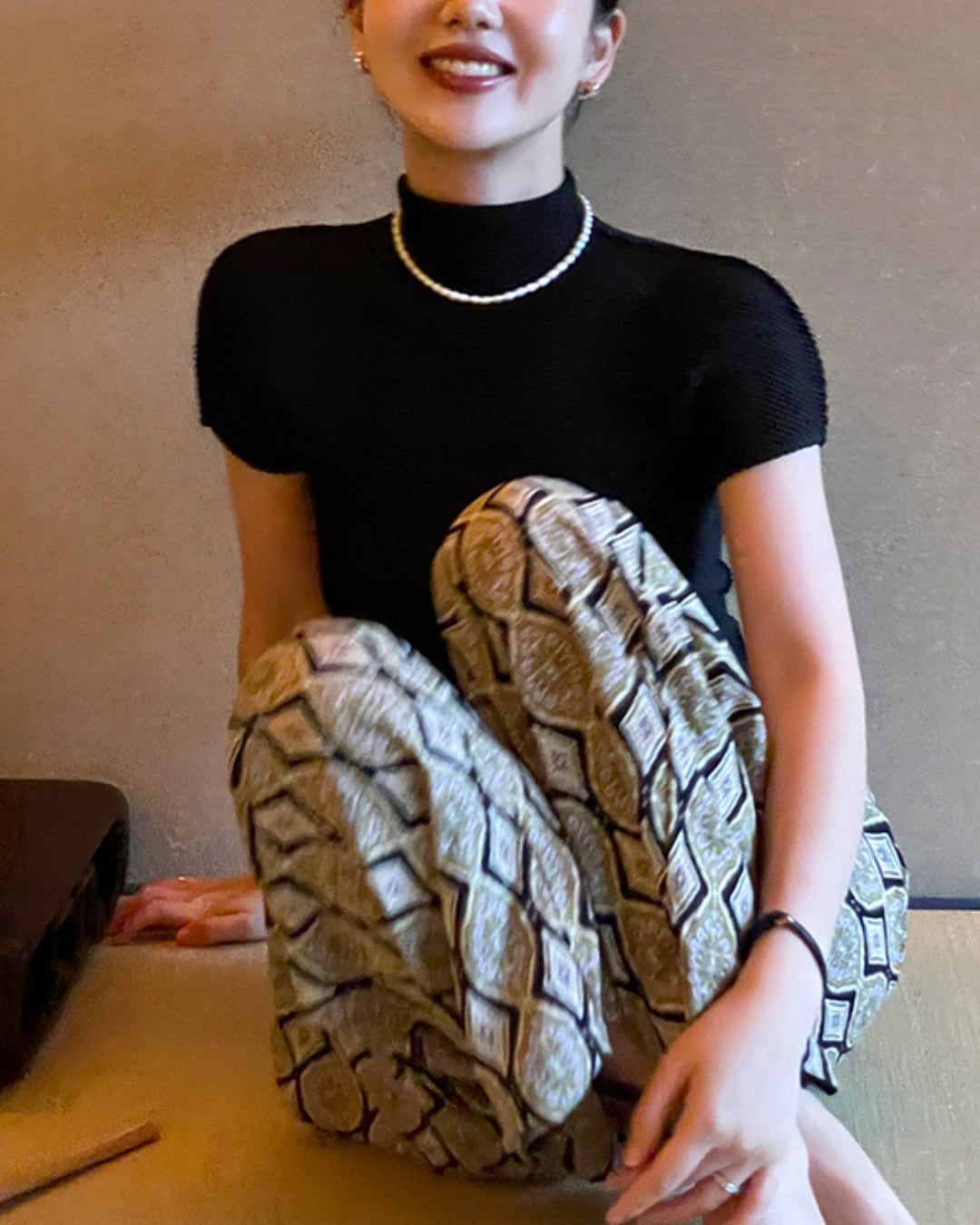 ハイネックハーフスリーブトップス A24077