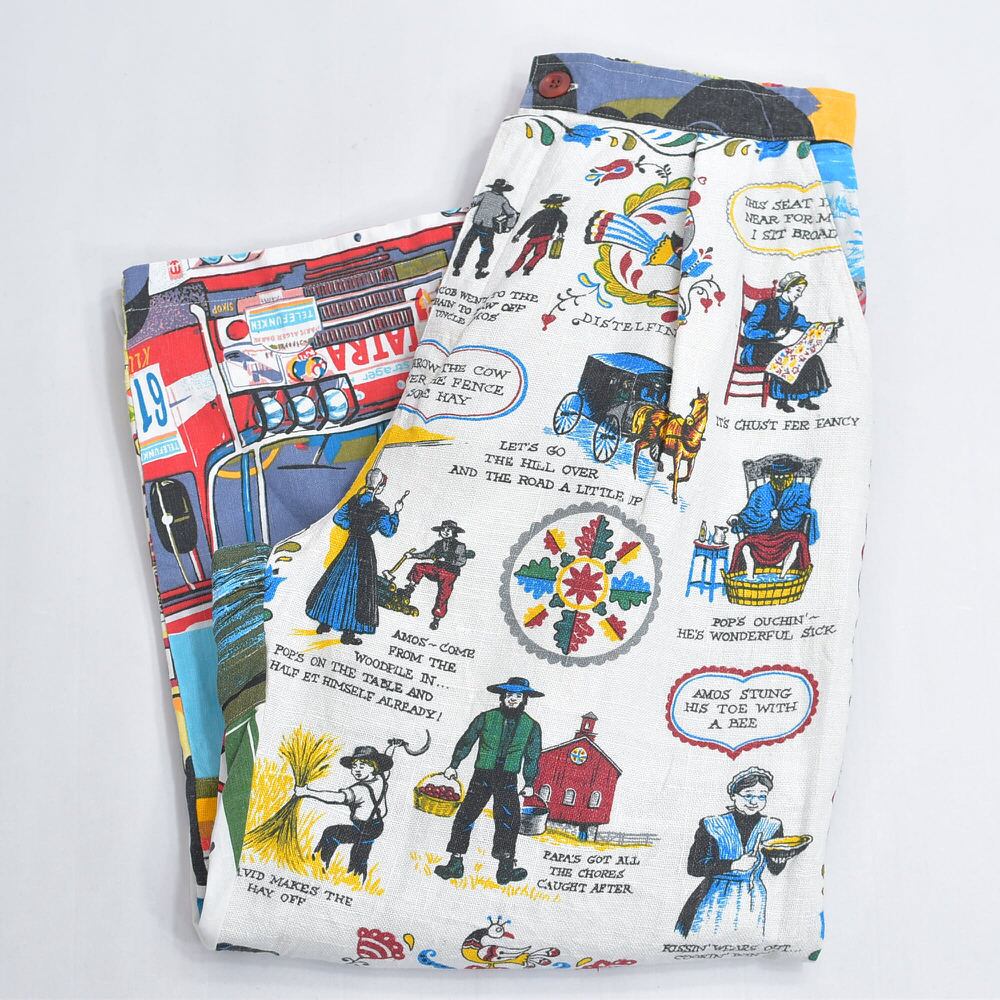 Remakeリメイク ヴィンテージ テキスタイル パッチワーク デザイン 再構築 ワイド ルーズシルエット バギーパンツ ツギハギ 古着 裏地付き レディースW72~88cm