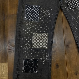 ナスングワム【Nasngwam】Sashiko Easy Denim Pants (black) Lサイズ