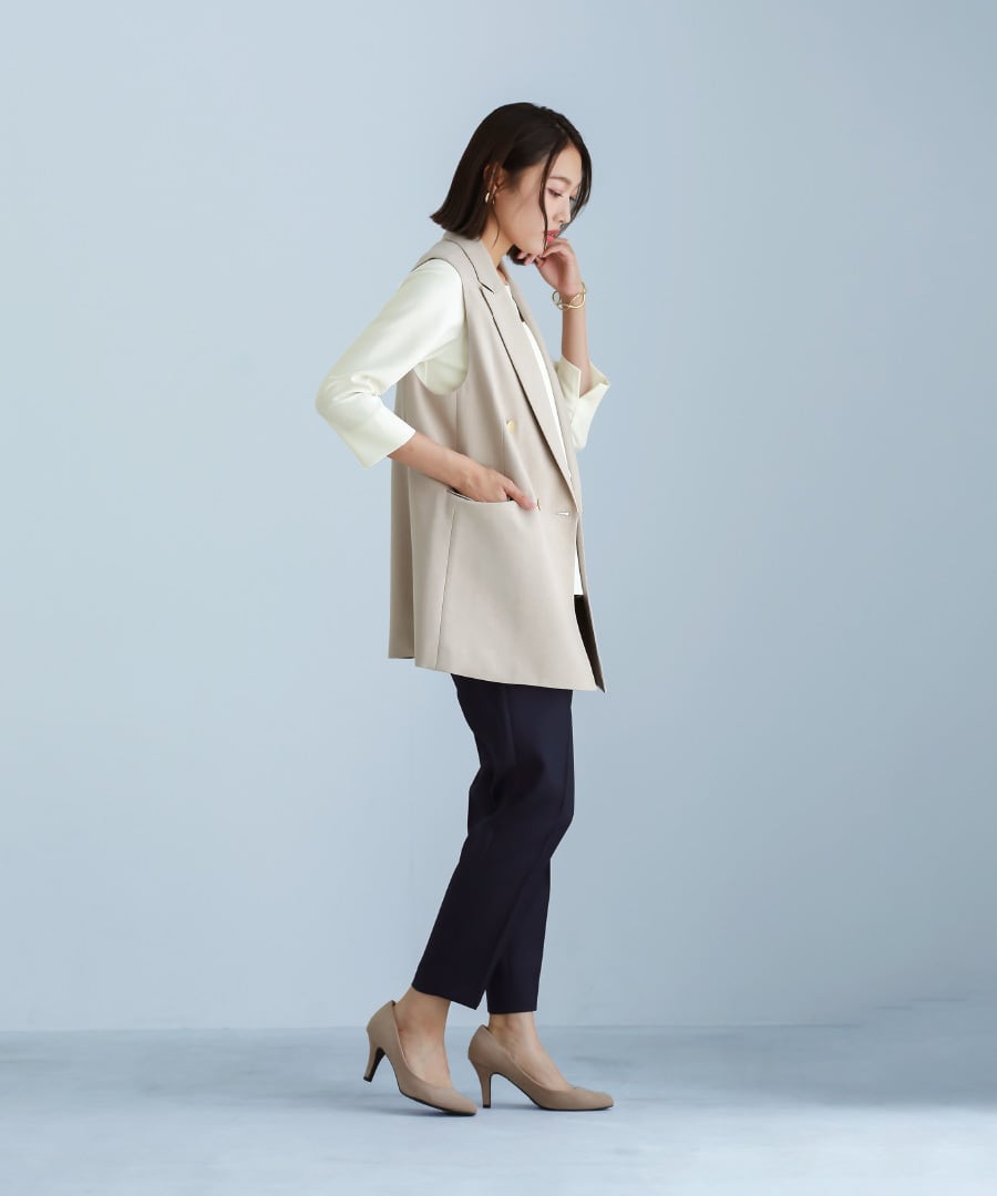 SALE 30％OFF】【 洗える 】 ツイルテーラードダブルジレ（775537
