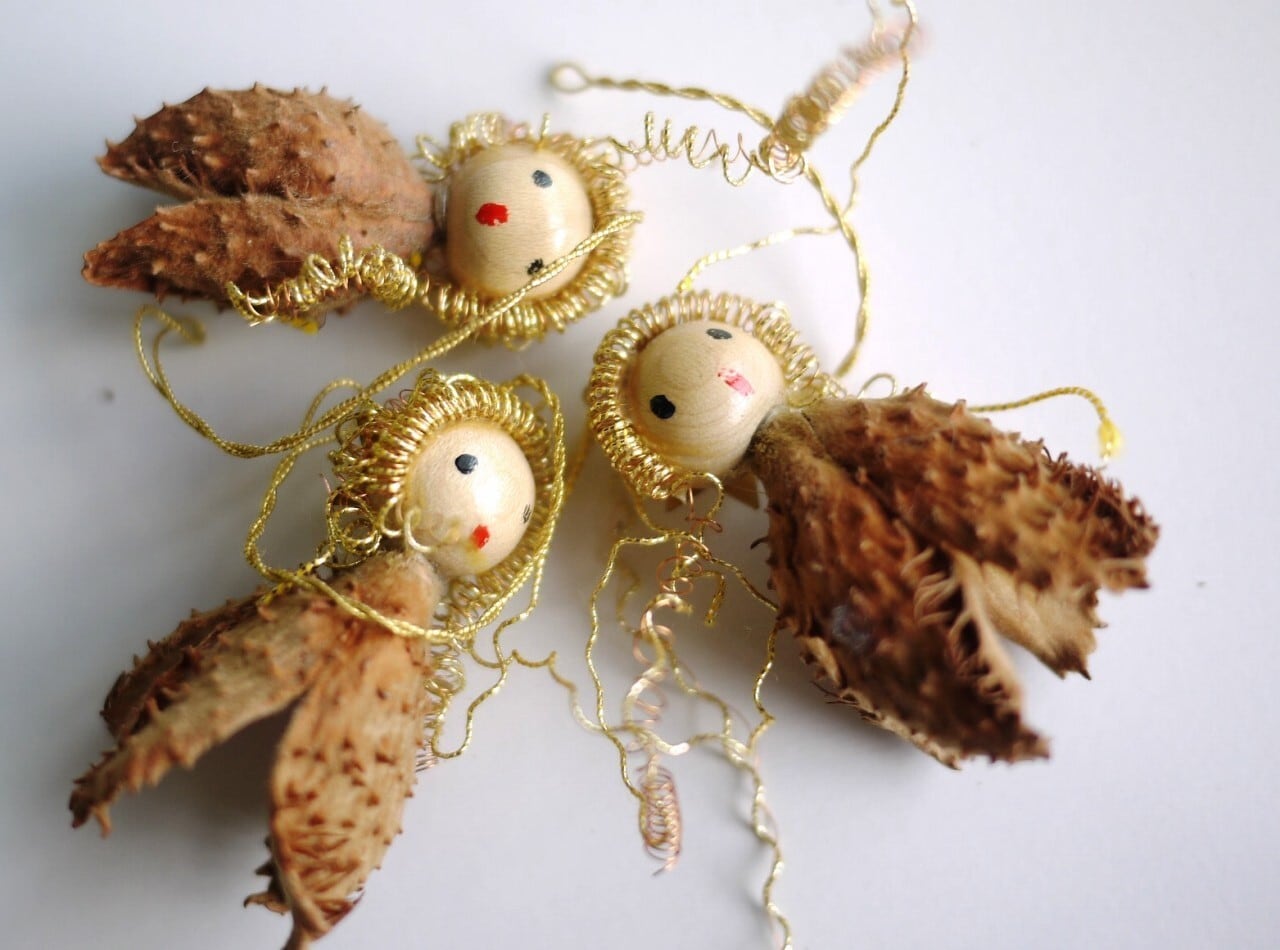 3人の天使 木の実のオーナメント ドイツクリスマス