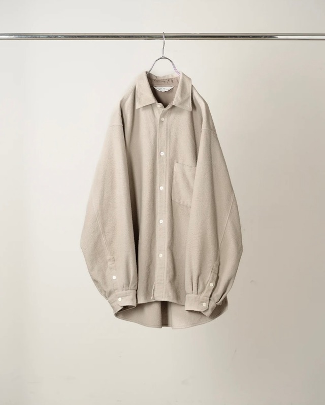 ANCELLM / BRUSHED COTTON OVER SHIRT (GREIGE)