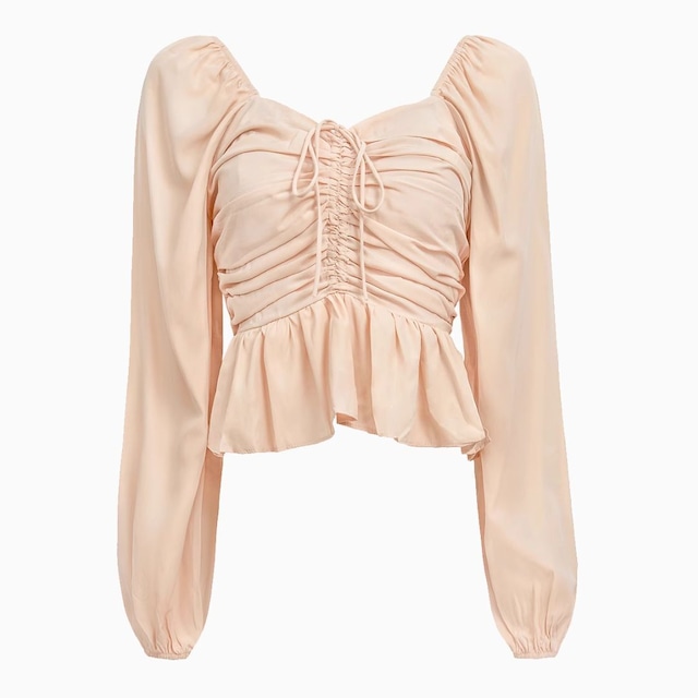 Puff Sleeve Ruffle Shirt <3colors>