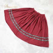 フォークダンス 衣装 スカート ワインレッド系 花 チロリアン チロルスカート 赤 白 緑 ハンガリー製 ふんわり ダンス衣装 練習 レッスン イベント 落ち着いた色 カントリー ブラック系 ホワイト系 グリーン系