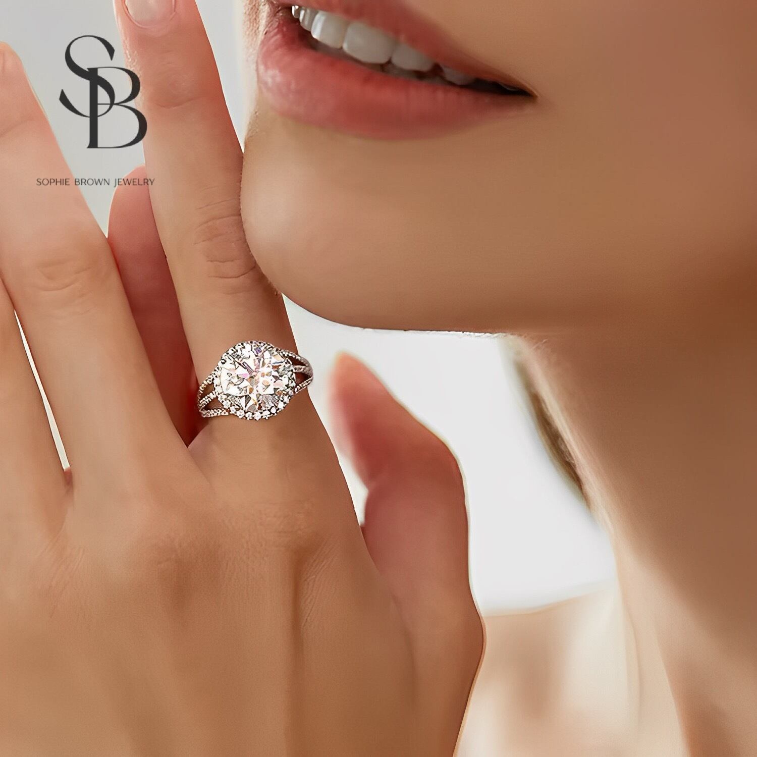 モアサナイト 5ct ラウンドカット ヘイローリング キラキラ シルバー 