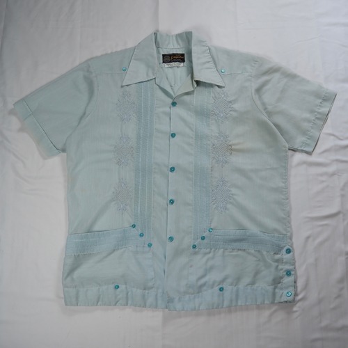 80’s キューバシャツ 水色 XL