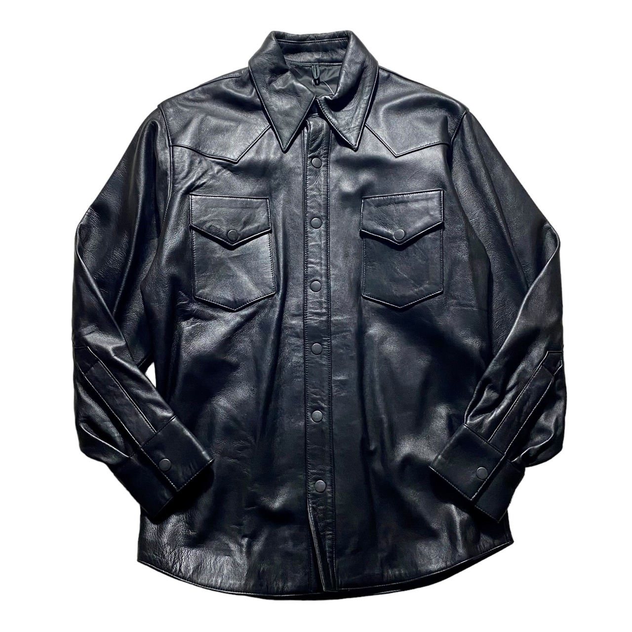 unknown black leather western shirt