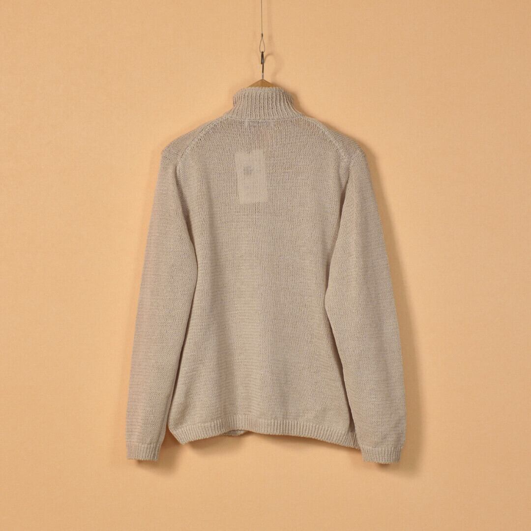 ARBRE アルブル スタンドカラーコットンカーディガン・ベージュ【メンズ】擬麻加工が施されスタンドカラーがアクセントのニットです【送料無料】