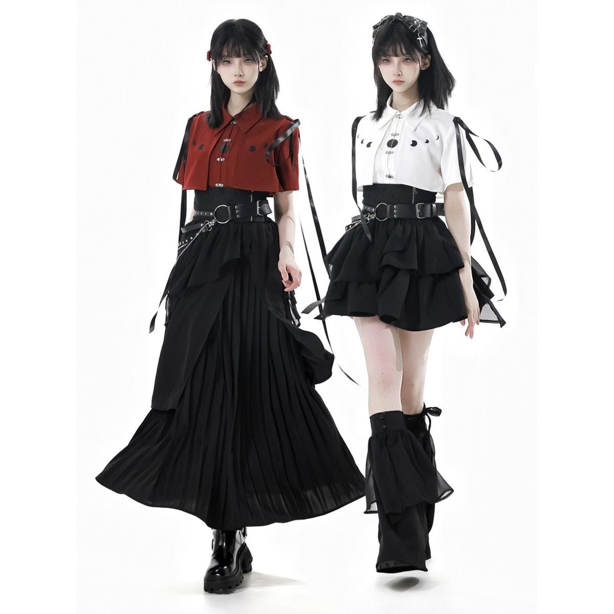 月蝕のセレナーデ・ムーンフェイズシャツ＆レイヤードスカートコーデ