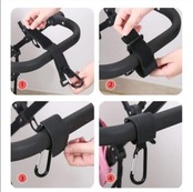 ベビーカー フック 荷物フック 2個セット ブラック 360度回転カラビナロックフック 多機能フック 車用 フックマジックテープ式 調節可能な サイズ 滑り止め 丈夫 耐荷重30kg