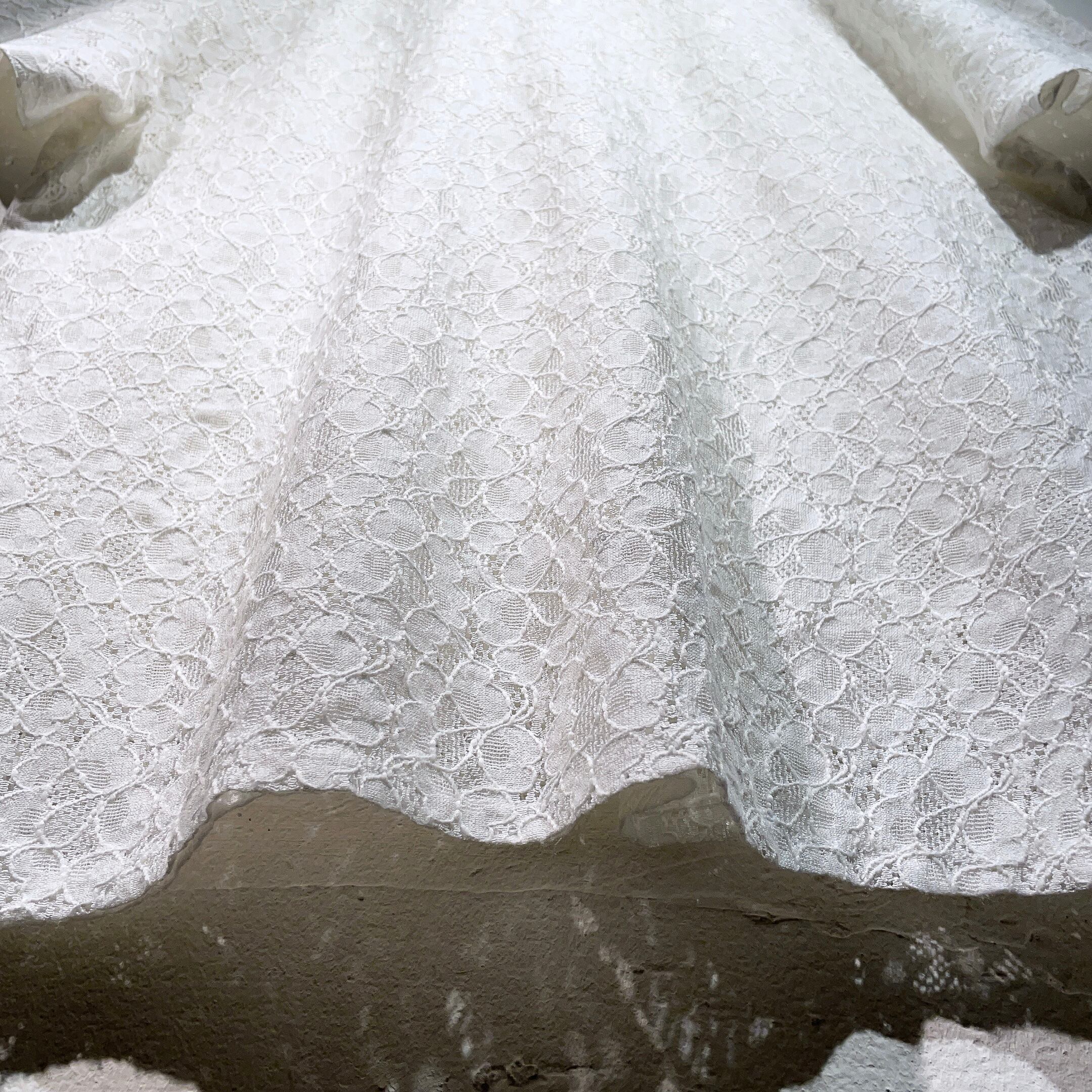 white flower lace embroidery open collar vintage shirt