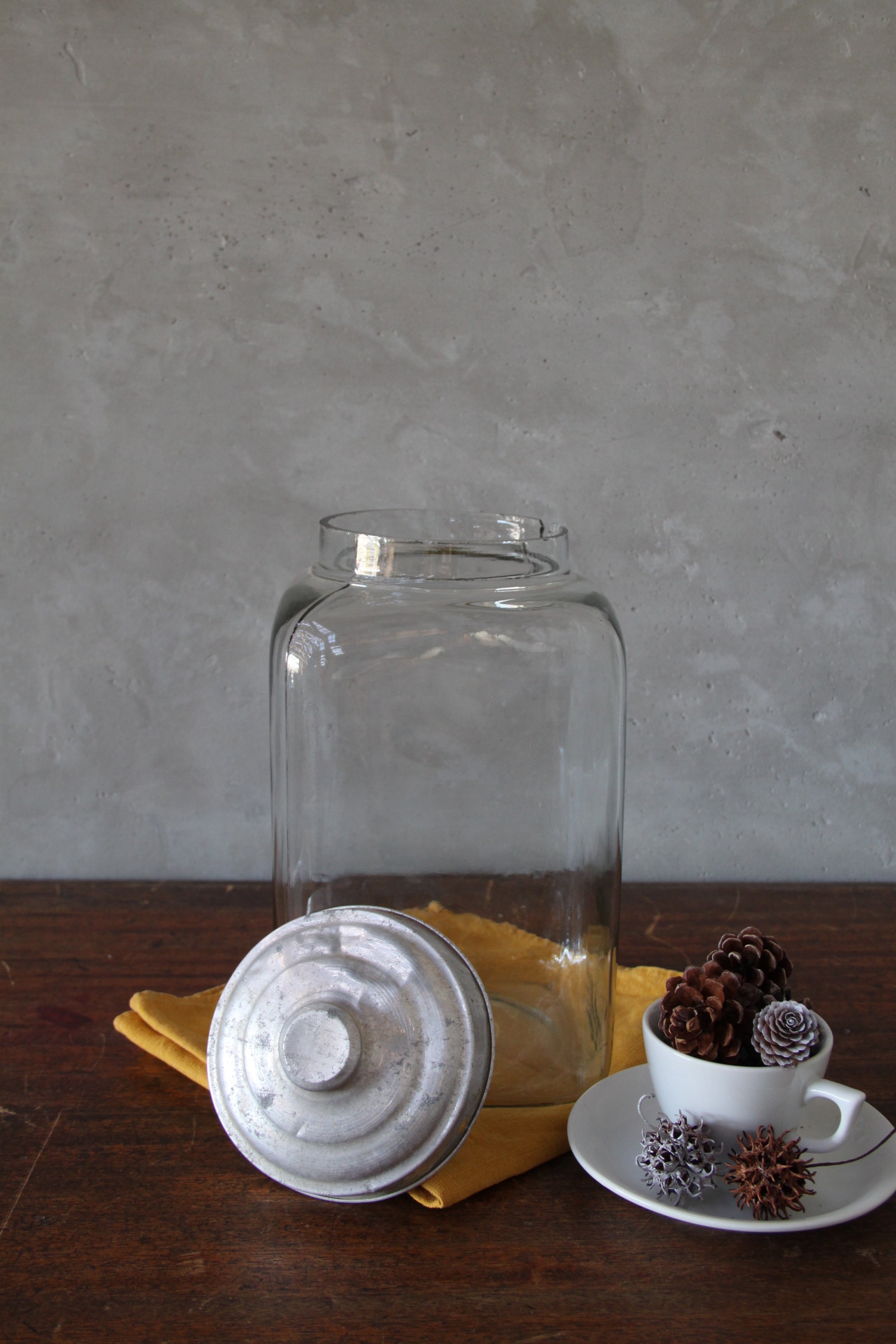 【送料無料】菓子瓶 古道具/アンティーク/瓶/レトロ/ガラス/蓋