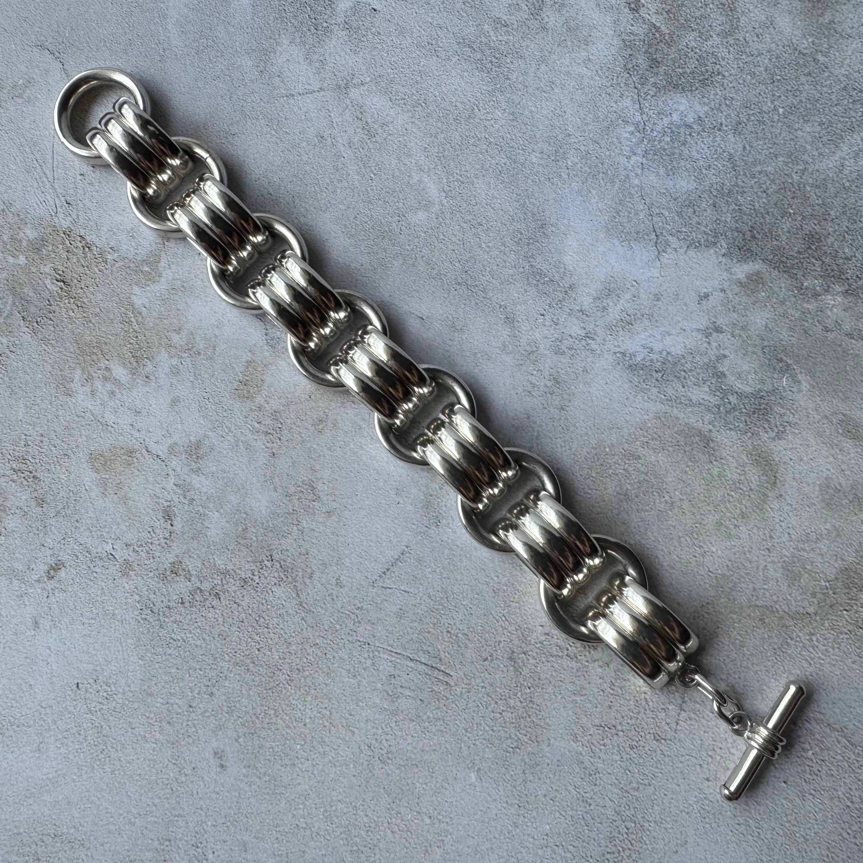 Vintage Heavy Chain Link Bracelet Silver925 Made in Mexico