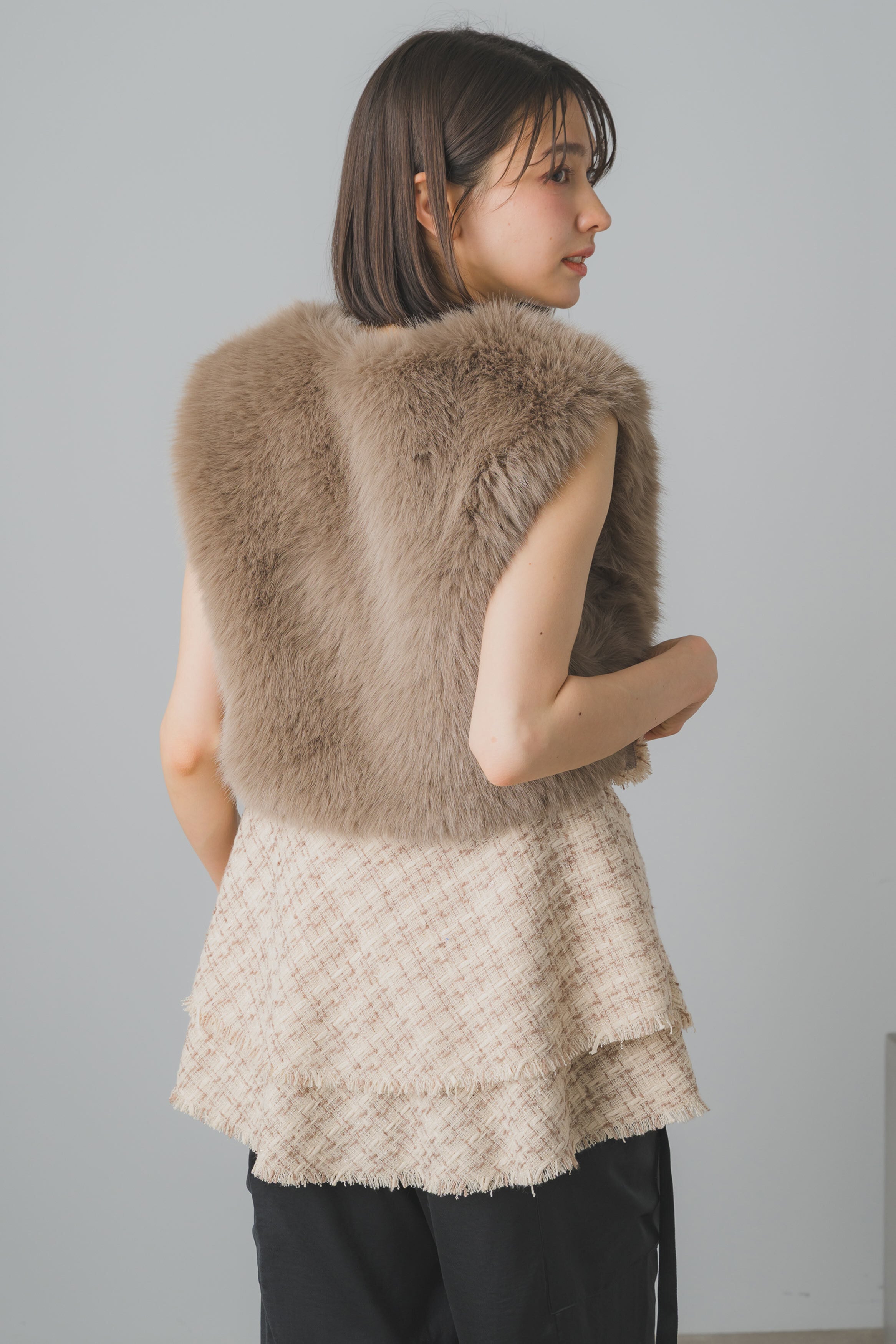 ファー×ツイードベスト 70052-3106 | GALENA
