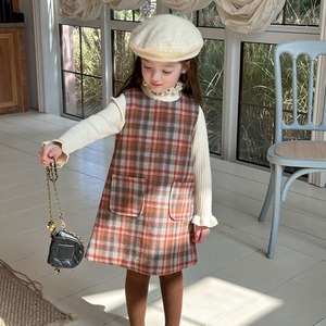 冬レトロチェック柄ラシャワンピース