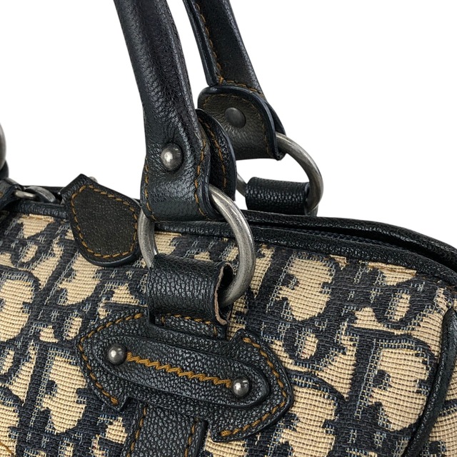 Christian Dior クリスチャン ディオール トロッター ハンドバッグ ネイビー CD ジャガード レザー ミニボストン vintage ヴィンテージ オールド yrrvj3