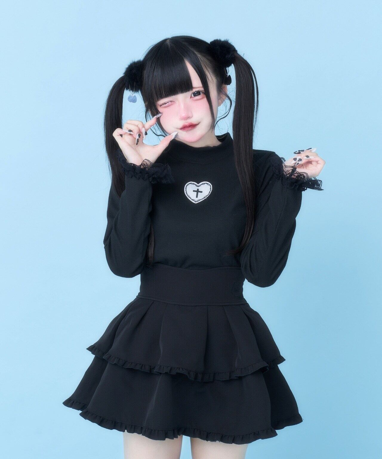 Hauls ティアードふりⅹ2ミニⅹ2スカート ティアードふり×2ミニ×2すかーと(ブラック) | Hauls