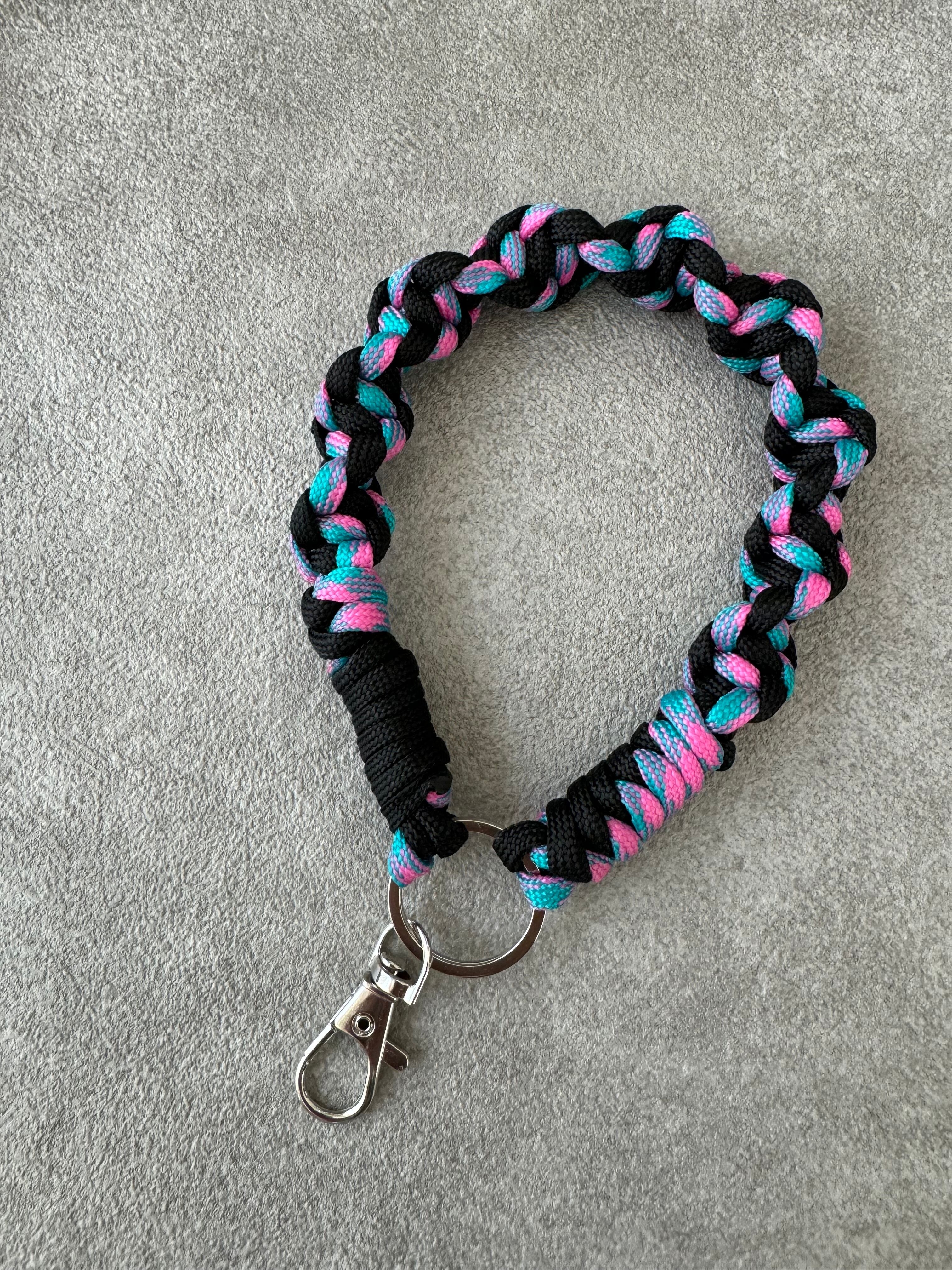 ONE handle パラコードのストラップ 金具ゴールド black×turquoise