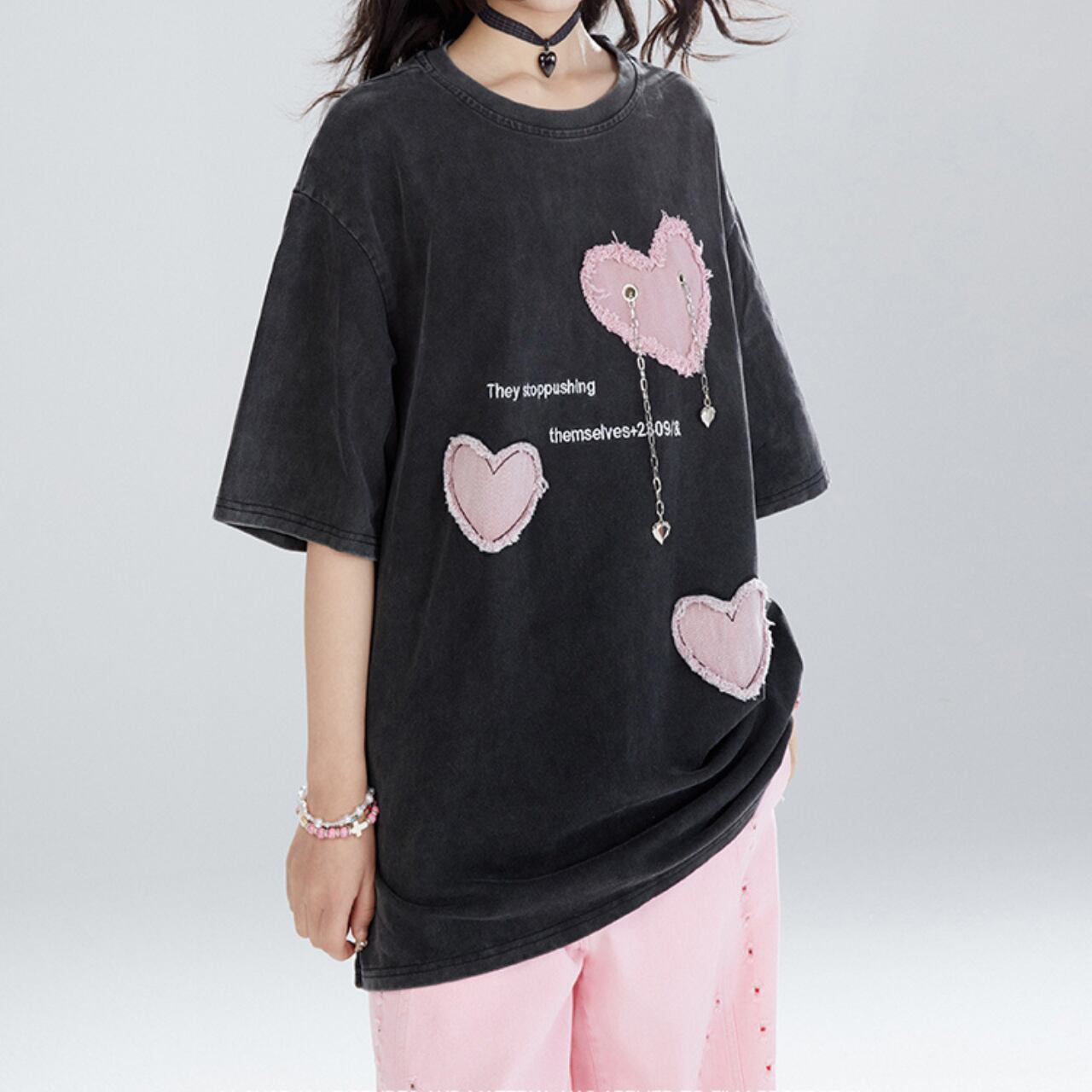 ハートパッチＴシャツ　2color　1223