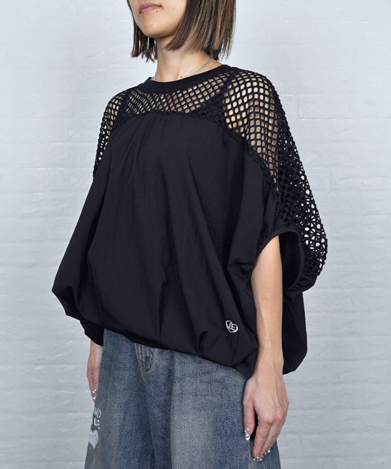 【直営限定ITEM】パンチングドルマンスリーブTOPS (BLACK) CQ-49005H