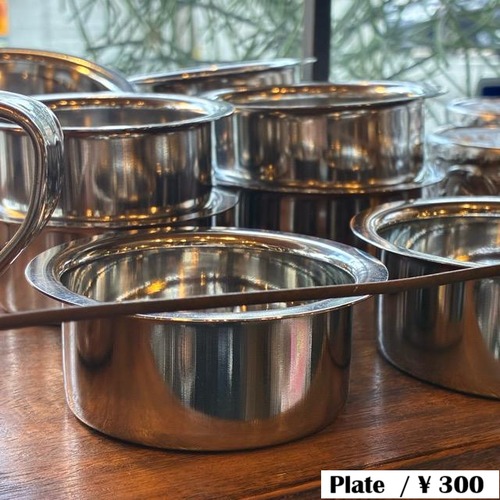 India Stainless Steel Curry Small Plate, Small, Round, Suitable for Outdoor Use