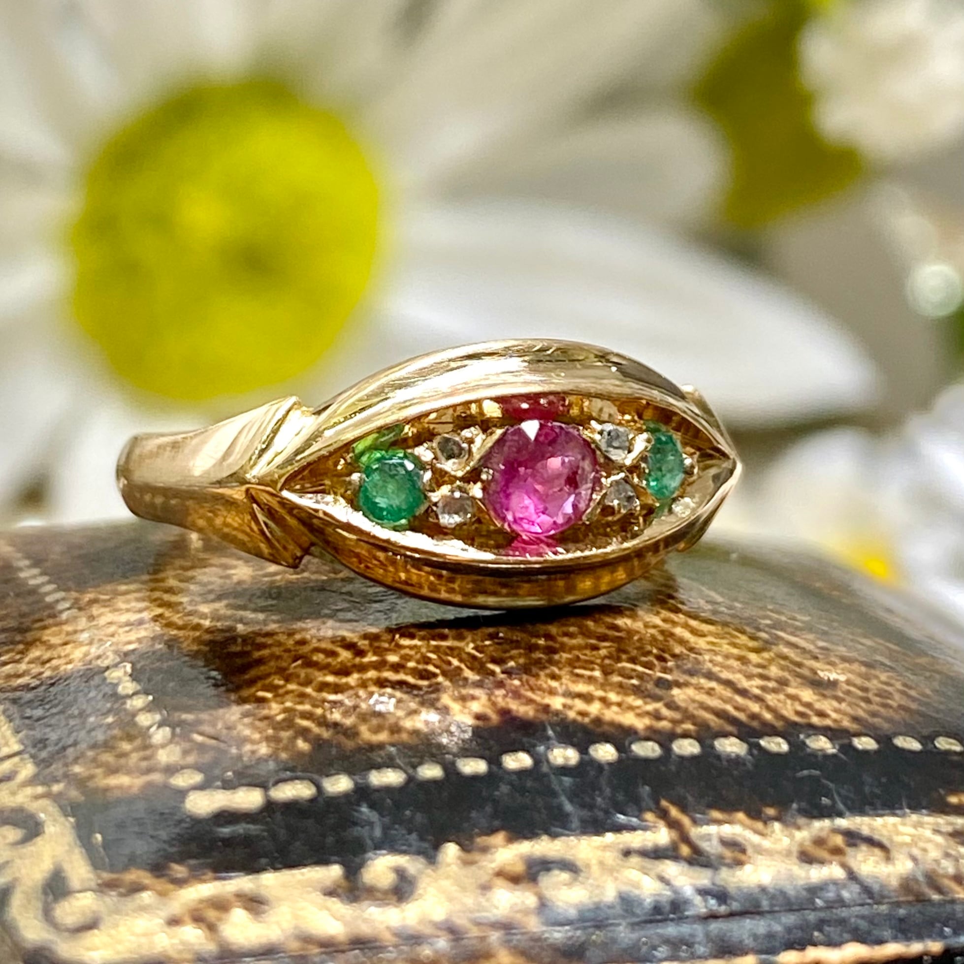 k18 ヴィクトリアン　ルビー　ボートリング k18 ヴィクトリアンボートリング