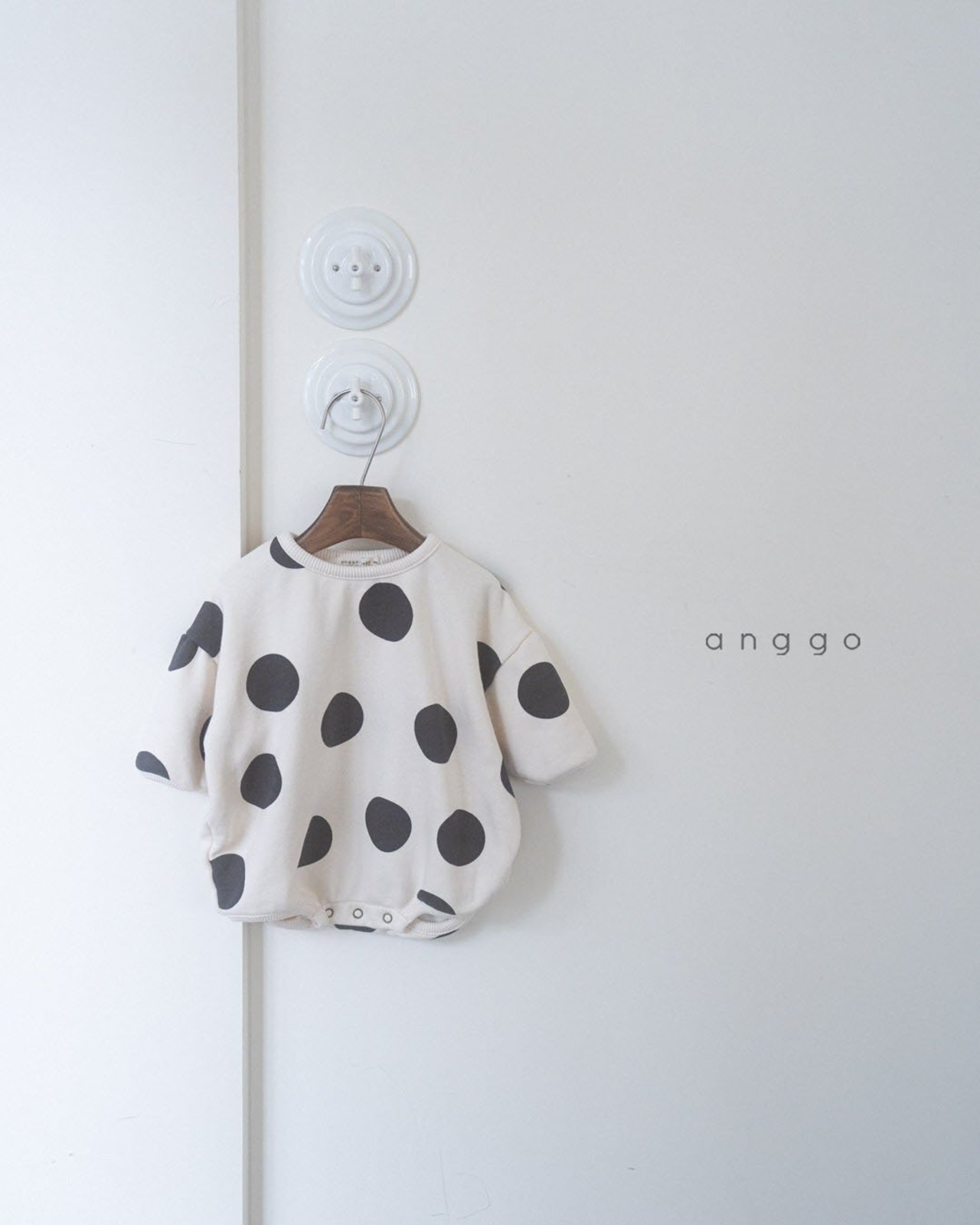 【anggo】デニッシュロンパース ドット 60〜80cm  240103 - 7