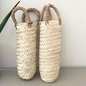 Palm round bottom wine basket　モロッコワインかご