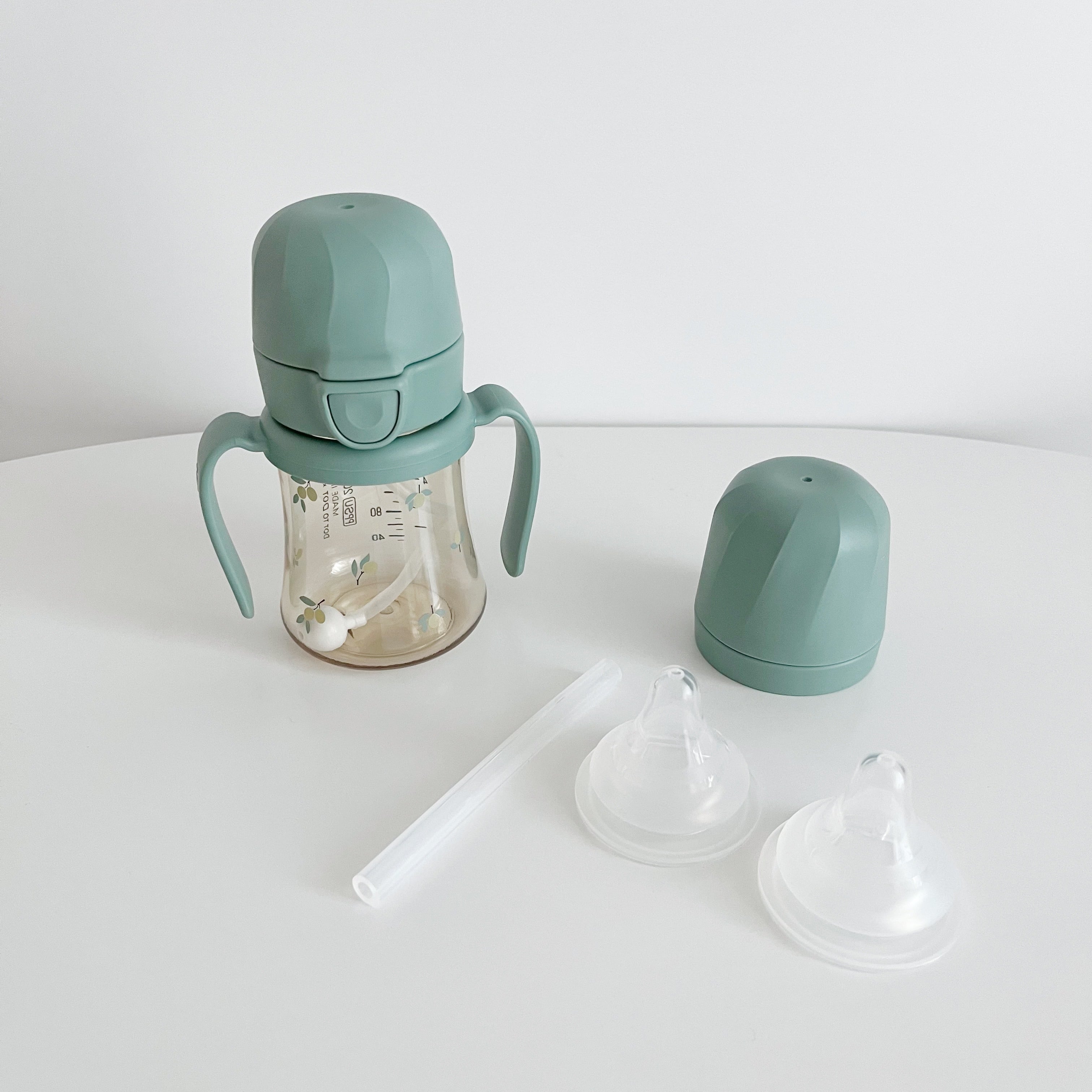 オリーブ柄哺乳瓶+ストローマグセット(200ml) | イブル&Baby Fabric