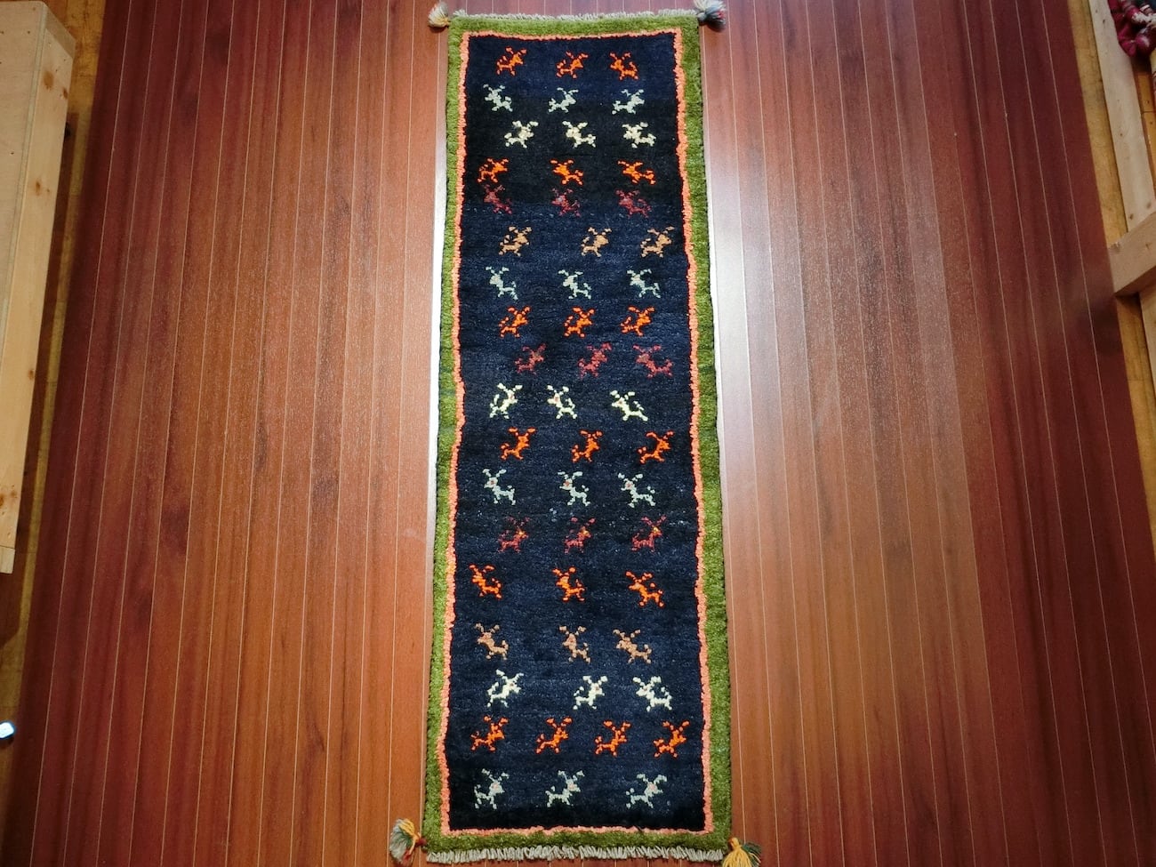 55×43cm ペルシャ絨毯 手織りギャッベ ☆ペルシャ絨毯 手織りリーズバフトギャッベ 玄関マットMサイズ