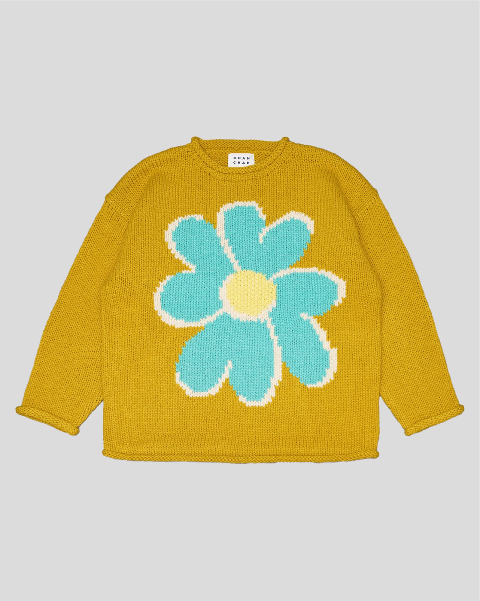 CC "FLOWER with LOVE" HAND KNIT MUSTARD