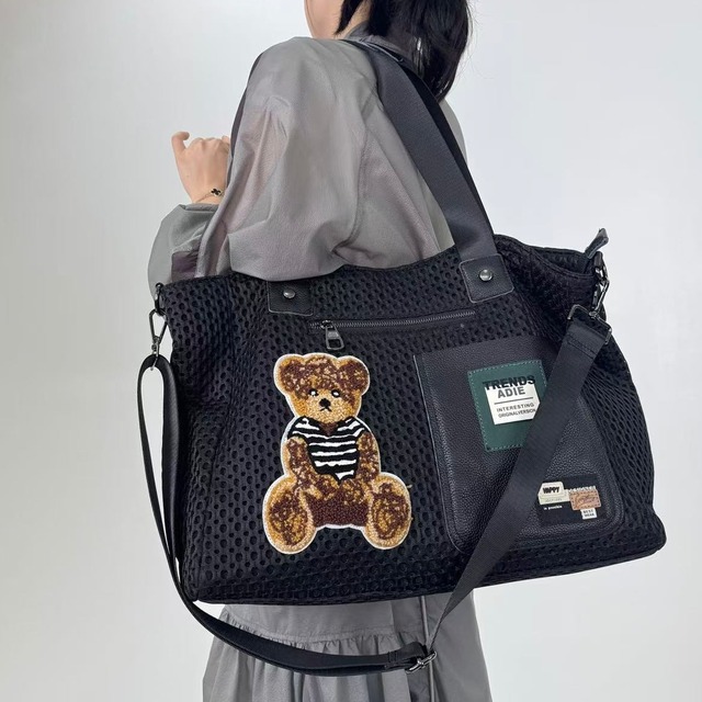 メッシュ 切替 ワンポイント トートバッグ　S1131