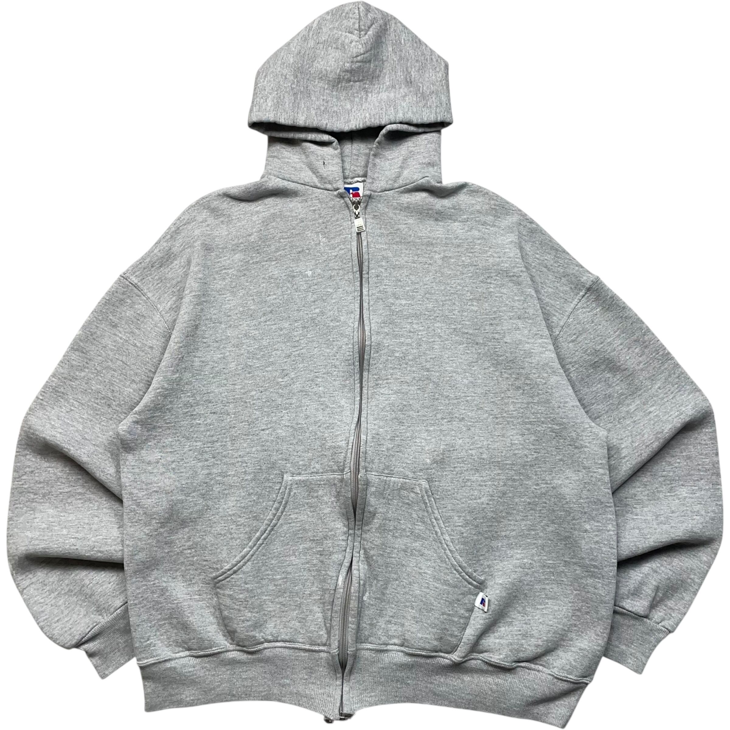 《XL》russell athletic ラッセルアスレチック ジップアップパーカー 無地 ホワイト USA製 90年代 vintage no.9540