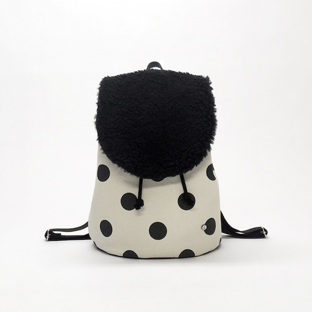 flap rucksack / black x polka dot  フラップリュックサック / 墨 x 水玉