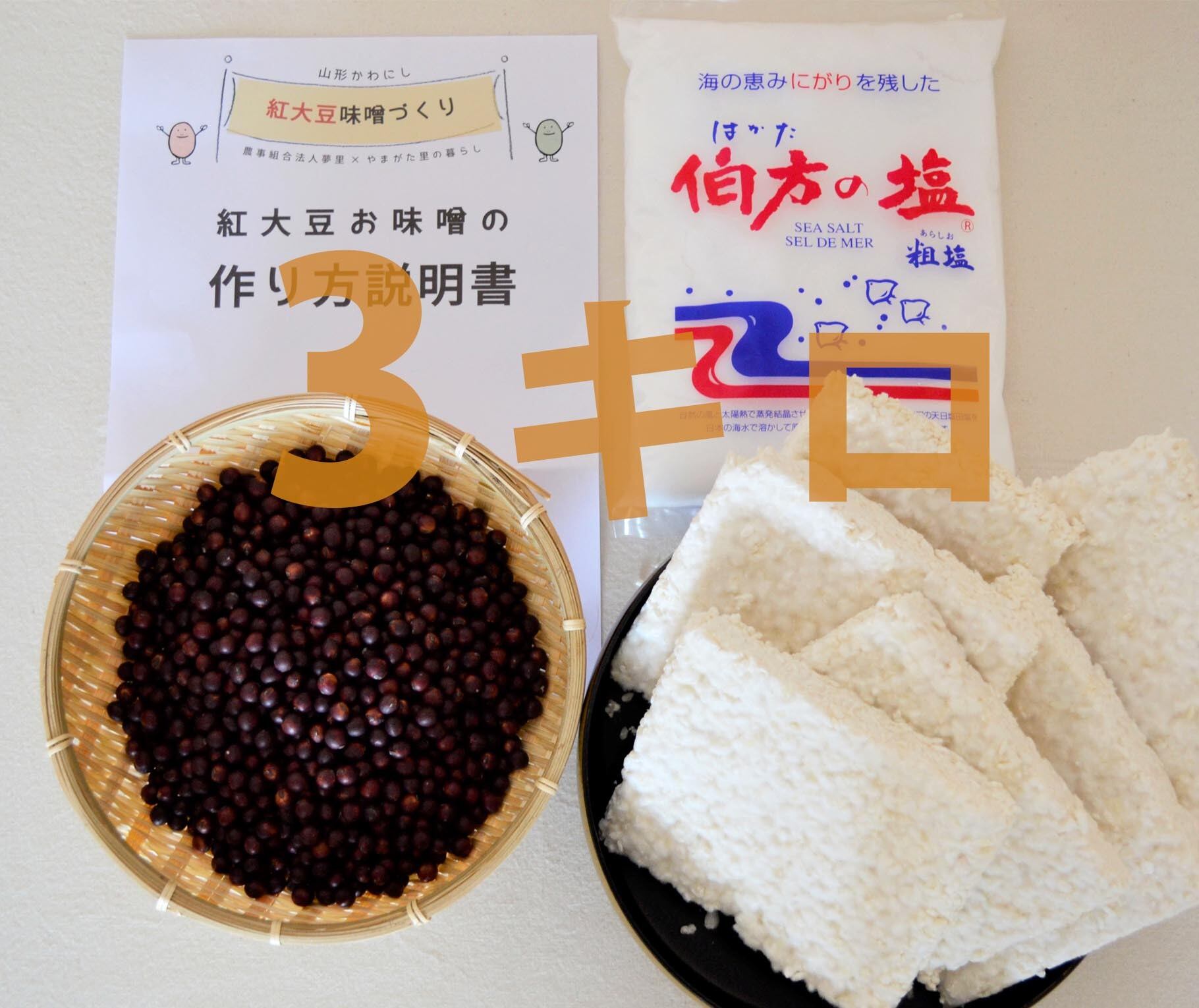 紅大豆味噌づくりキット③【仕上がり3kg、味噌づくり説明書付き】 | 豆