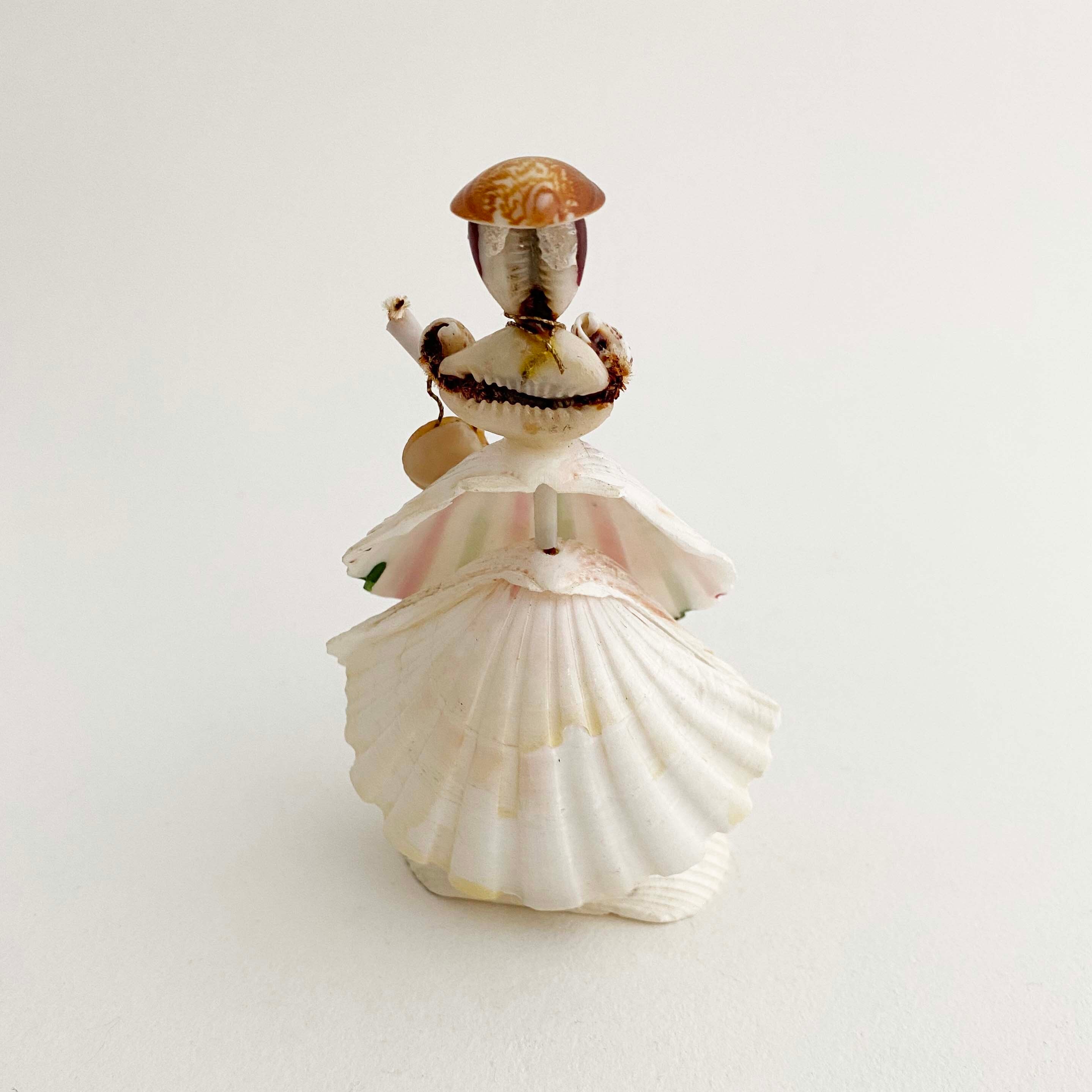 デッドストック昭和 貝人形お嬢さん(ホタテ貝)江ノ島しおり付き