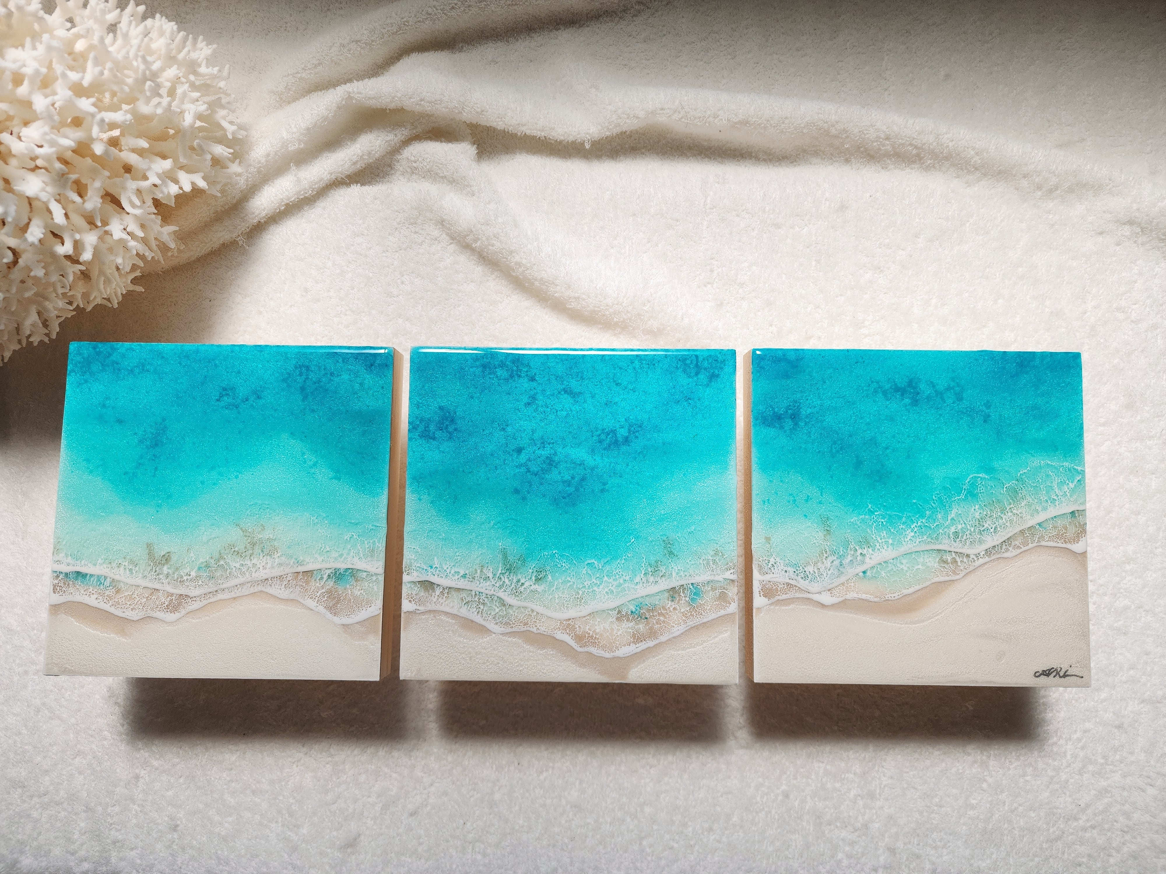 463.オーシャンレジンアート 3連パネル