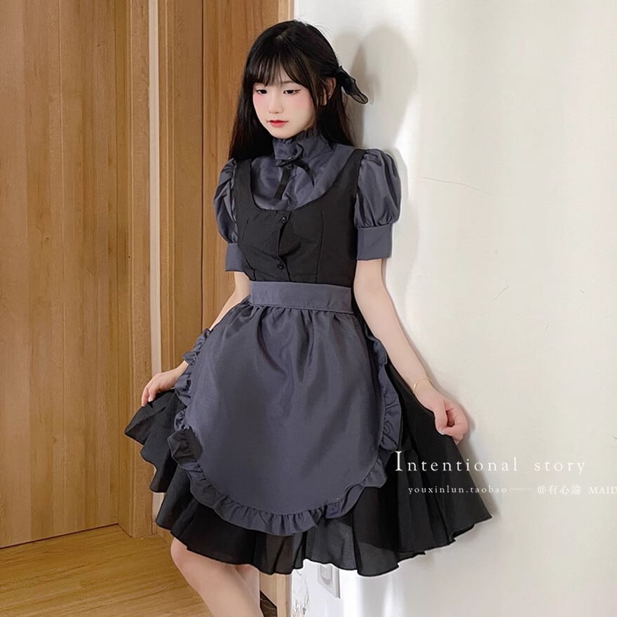 サブカル 服 地雷系 通販 メイド服 エプロン ゴシック ガーリー 甘め ロマンティック ゆめかわ